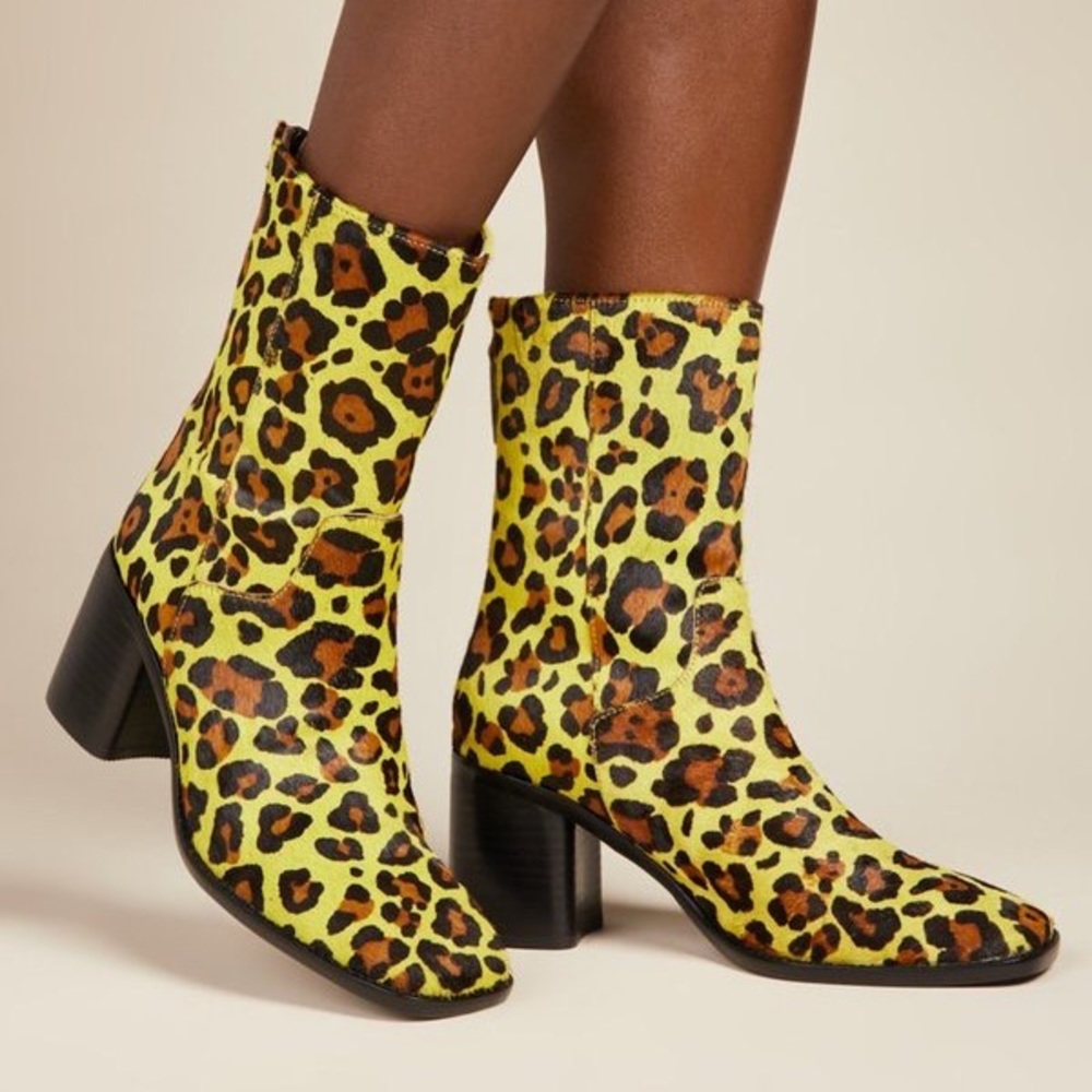 Intentionally Blank Yellow Cheetah Boots Size 6